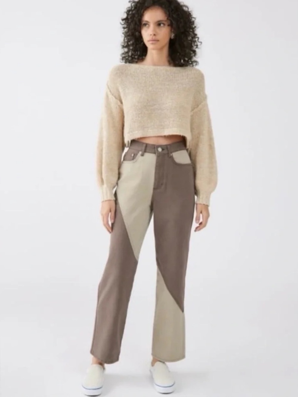 BDG Cowboy Straight-Leg Colorblock Western Jeans in Brown & Tan 100% Cotton